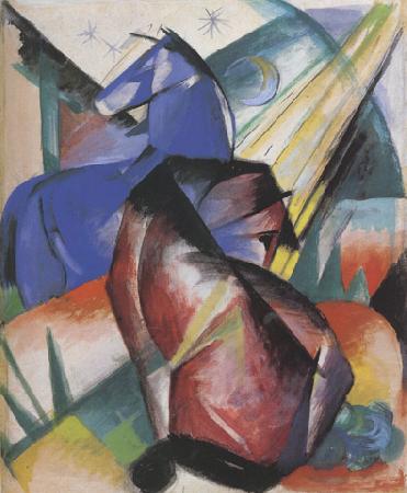 Franz Marc Two Horses,Red and Blue (mk34) oil painting image